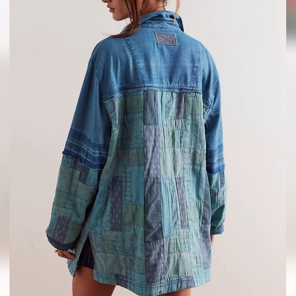 Free People We The Free Heritage Quilted Shirt Jacket Hay Tint Wash - Picture 5 of 16